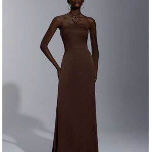 Brown Satin Evening Gown